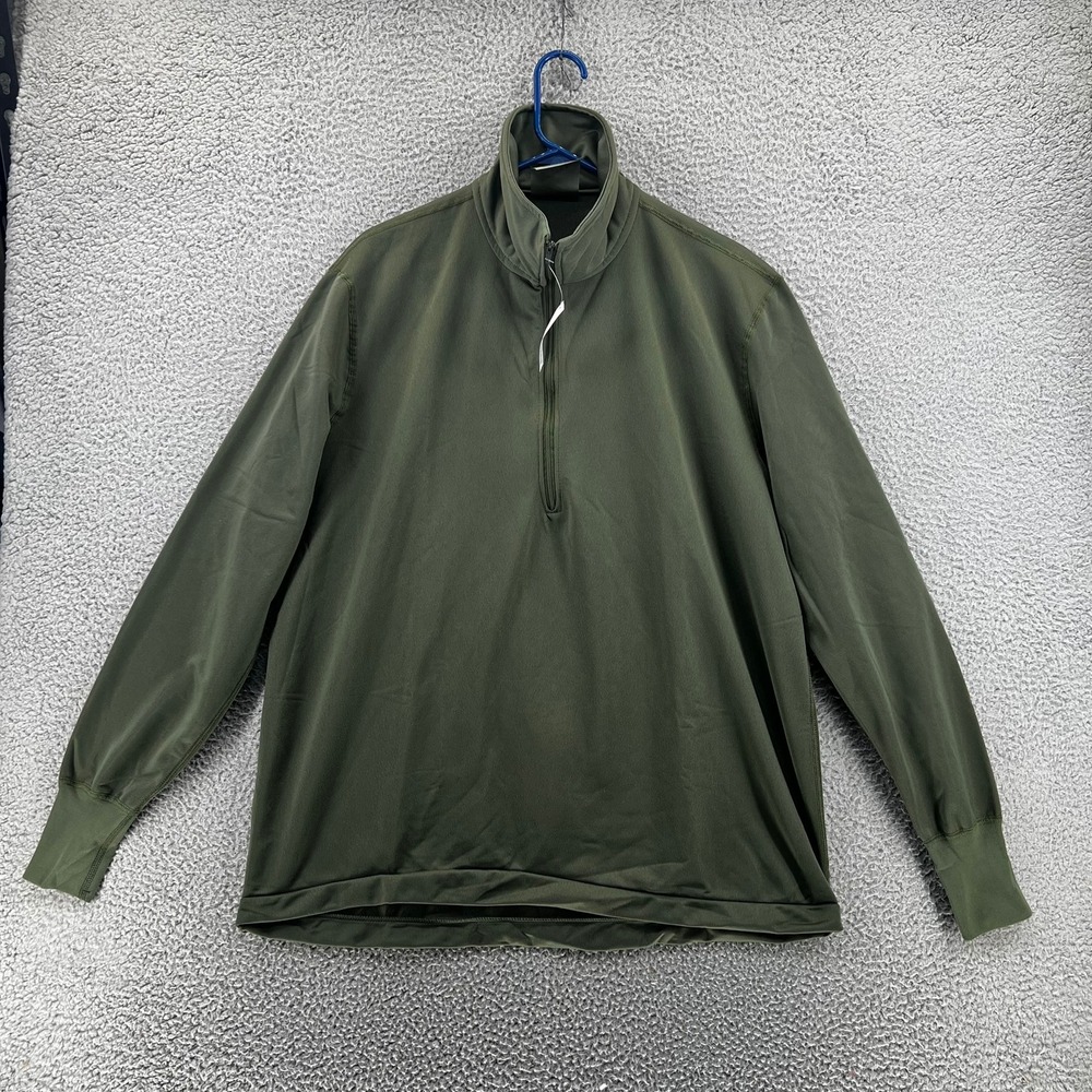 USGI Military Sleeping Shirt Heat Retentive Moisture Resistant L 1/4 Zip Green‎